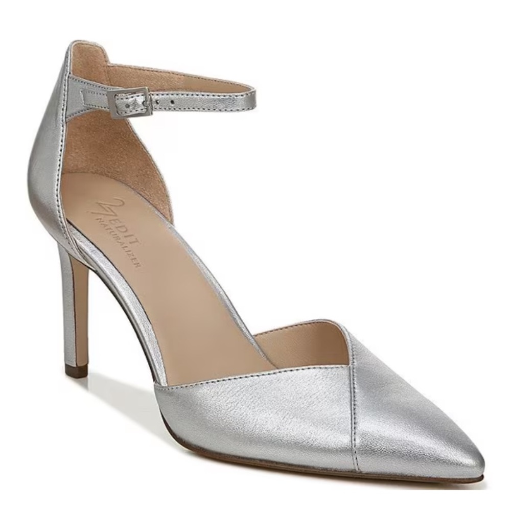 Naturlizer Ayla silver metallic heels 8.5